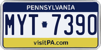 PA license plate MYT7390