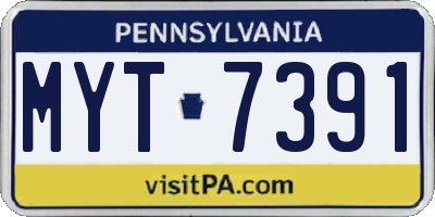 PA license plate MYT7391