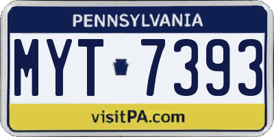 PA license plate MYT7393