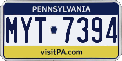 PA license plate MYT7394