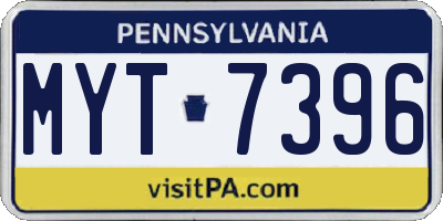 PA license plate MYT7396