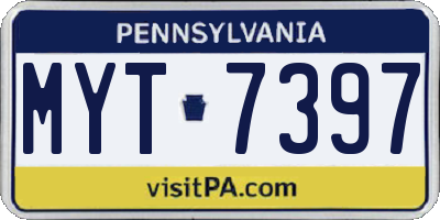 PA license plate MYT7397