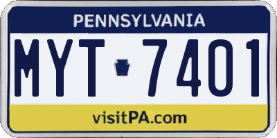 PA license plate MYT7401