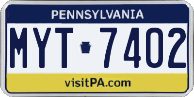 PA license plate MYT7402