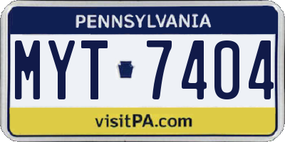 PA license plate MYT7404