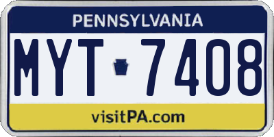 PA license plate MYT7408