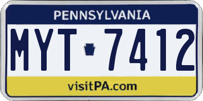 PA license plate MYT7412