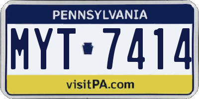 PA license plate MYT7414