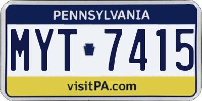 PA license plate MYT7415
