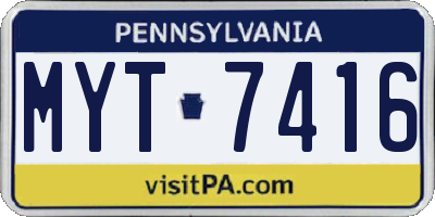 PA license plate MYT7416