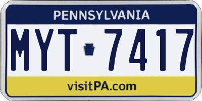 PA license plate MYT7417