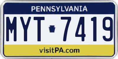 PA license plate MYT7419