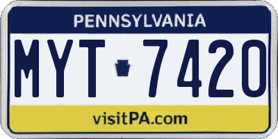 PA license plate MYT7420