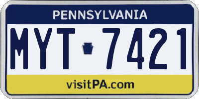PA license plate MYT7421