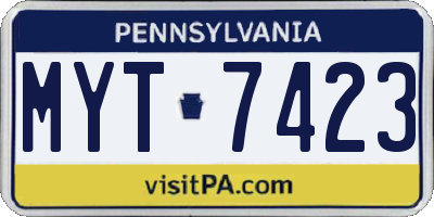 PA license plate MYT7423
