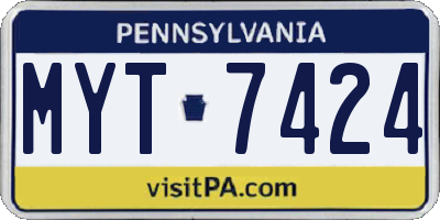 PA license plate MYT7424