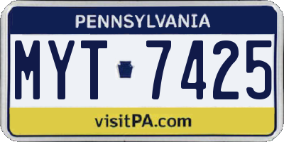 PA license plate MYT7425