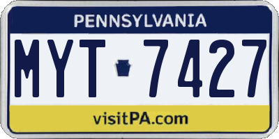 PA license plate MYT7427