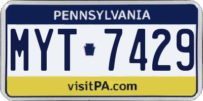 PA license plate MYT7429