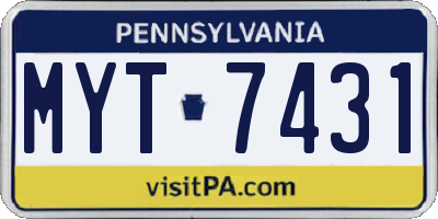 PA license plate MYT7431