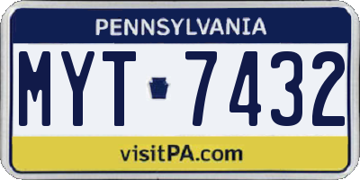PA license plate MYT7432