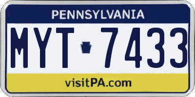 PA license plate MYT7433