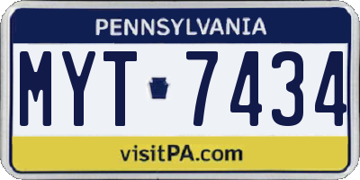 PA license plate MYT7434