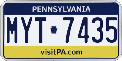 PA license plate MYT7435