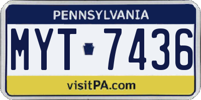 PA license plate MYT7436