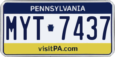 PA license plate MYT7437