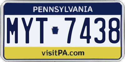 PA license plate MYT7438