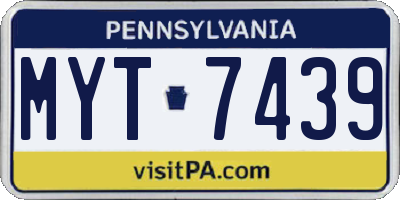 PA license plate MYT7439