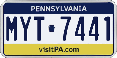 PA license plate MYT7441