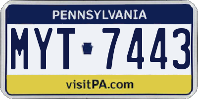 PA license plate MYT7443