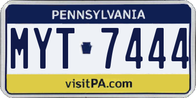 PA license plate MYT7444