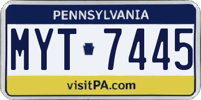 PA license plate MYT7445
