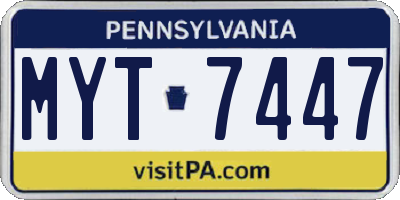 PA license plate MYT7447