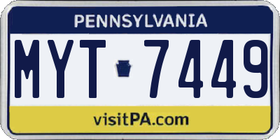 PA license plate MYT7449