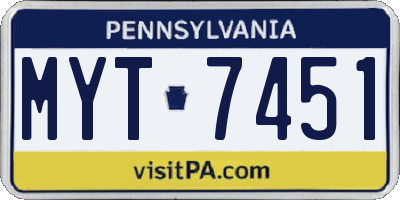 PA license plate MYT7451