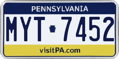 PA license plate MYT7452