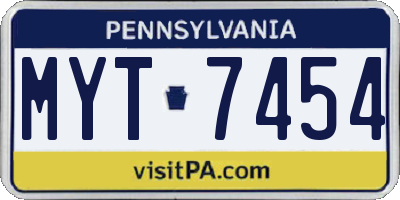 PA license plate MYT7454