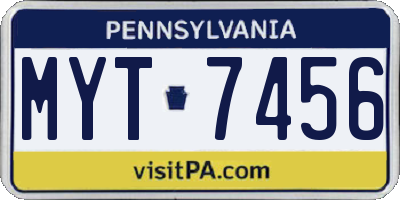 PA license plate MYT7456