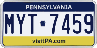 PA license plate MYT7459