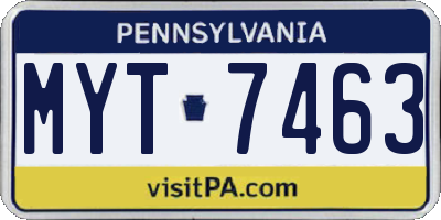 PA license plate MYT7463