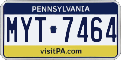 PA license plate MYT7464