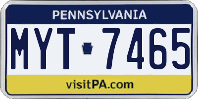 PA license plate MYT7465