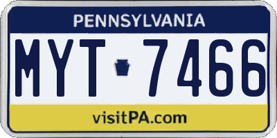 PA license plate MYT7466
