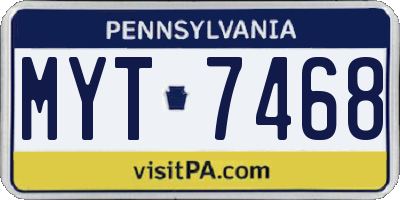PA license plate MYT7468