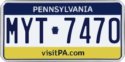 PA license plate MYT7470