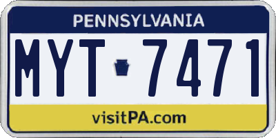 PA license plate MYT7471